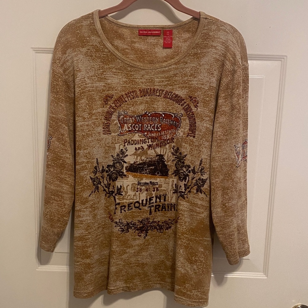 Gloria Vanderbilt Brown Speckled Top